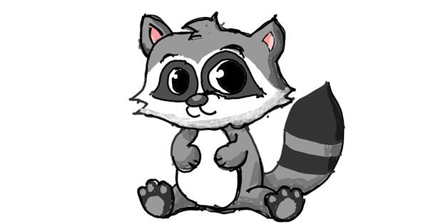 cute raccoon drawing