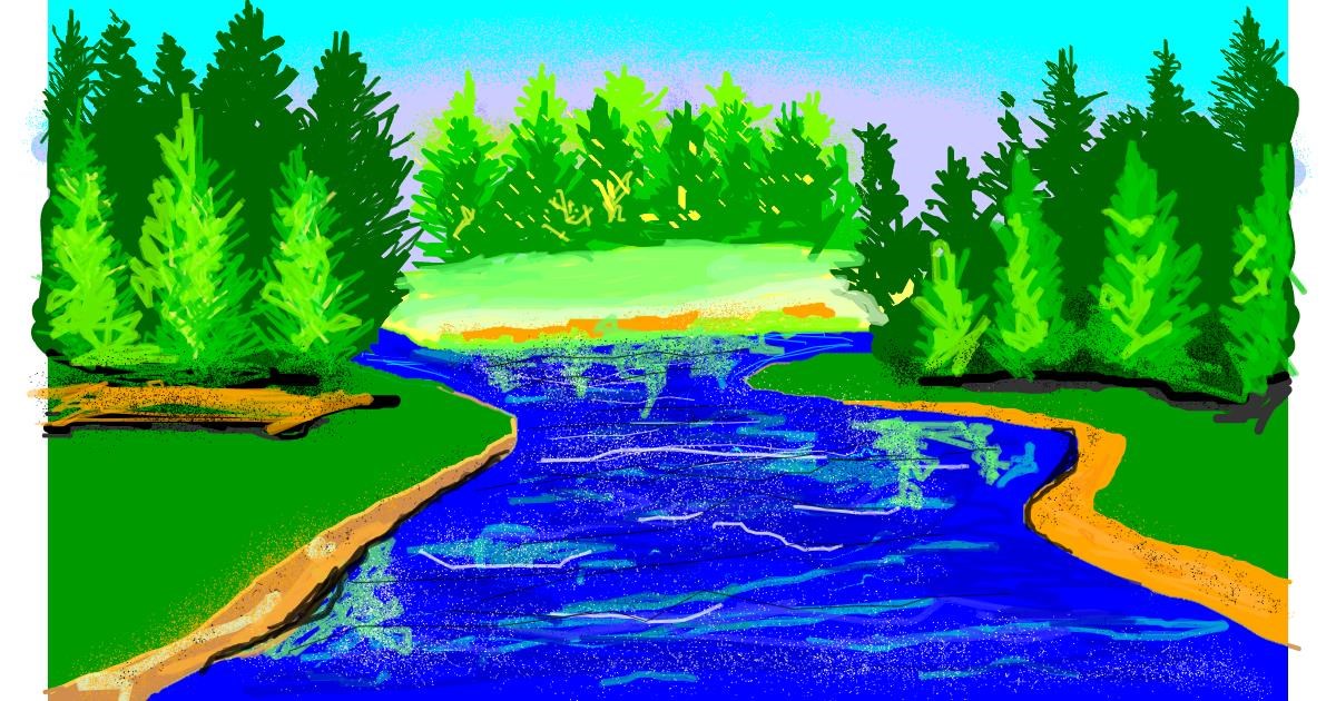 Flowing River Drawing Easy canvasvalley