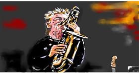 Drawing of Saxophone by Swimmer 