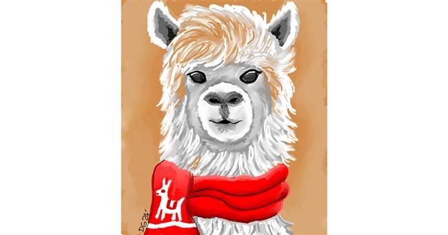 Drawing of Llama by GreyhoundMama