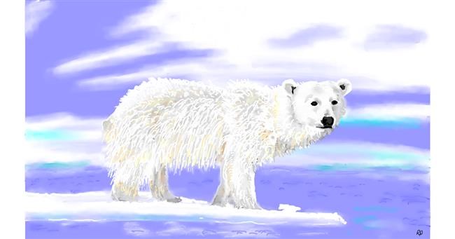 Drawing of Polar Bear by flowerpot