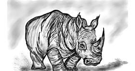 Drawing of rhino by Chaching