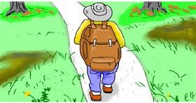 Drawing of Backpack by Swimmer 