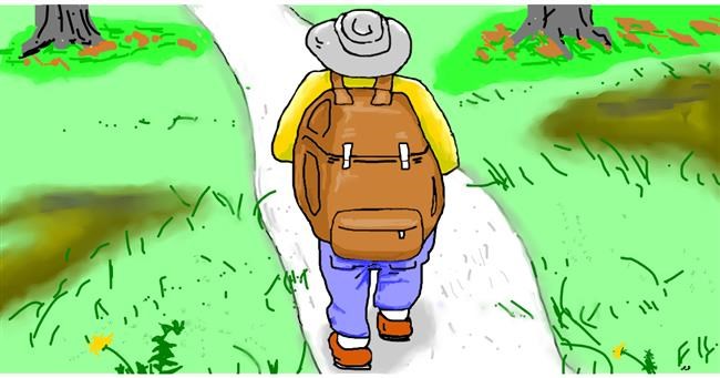 Drawing of Backpack by Swimmer 