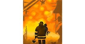 Drawing of Firefighter by GreyhoundMama