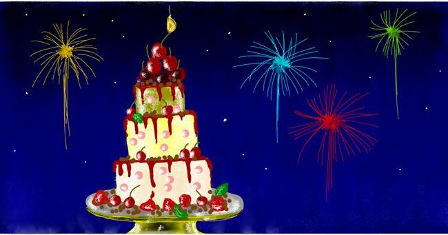 Drawing of Birthday cake by Eclat de Lune