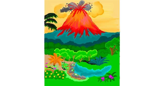 Drawing of Volcano by GreyhoundMama