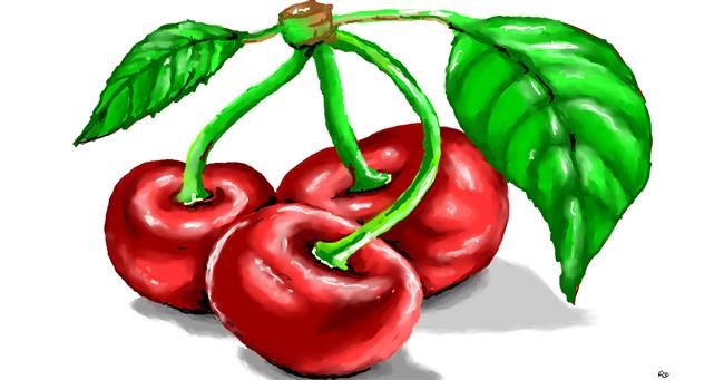 Drawing of Cherry by flowerpot