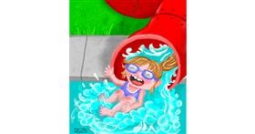 Drawing of Waterslide by GreyhoundMama