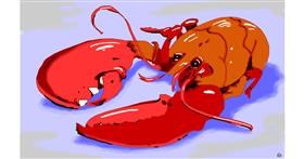 Drawing of Lobster by flowerpot