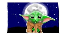 Drawing of Baby Yoda by DebbyLee