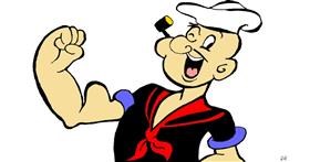 Drawing of Popeye by flowerpot