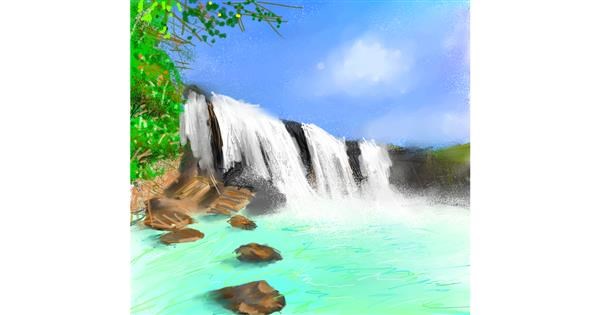 Waterfall Easy Nature Beautiful Pencil Drawing - Musadodemocrata