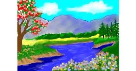 Drawing of River by Debidolittle