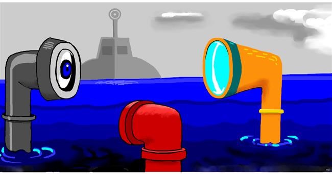 Drawing of Submarine by Swimmer 