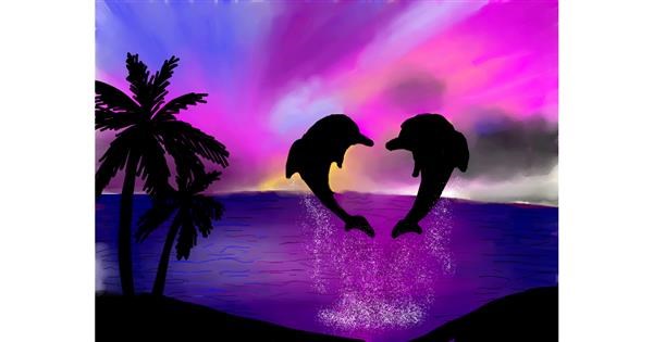 dolphins sunset purple