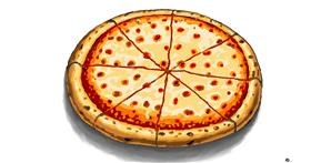 Drawing of Pizza by flowerpot