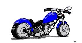 Drawing of Motorbike by flowerpot