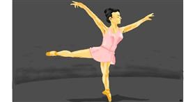 Drawing of Ballerina by flowerpot