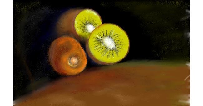 Drawing of Kiwi fruit by Yasi