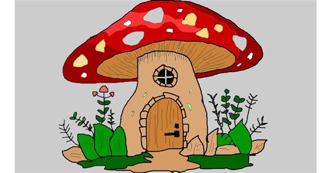 Drawing of Mushroom by Rain