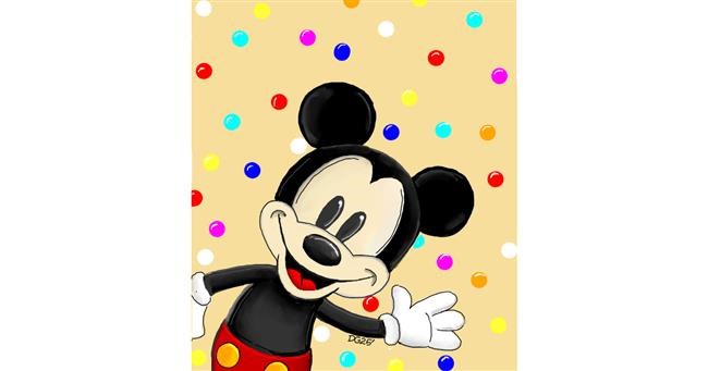 Drawing of Mickey Mouse by GreyhoundMama