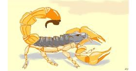 Drawing of Scorpion by flowerpot