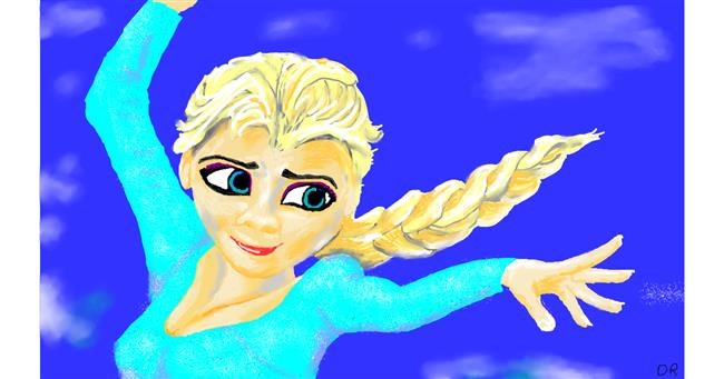 Drawing of Elsa (Disney) by flowerpot