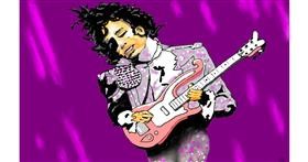 Drawing of Prince by flowerpot