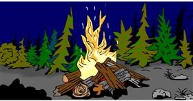 Drawing of Campfire by Swimmer 