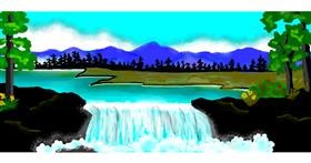 Drawing of Waterfall by Debidolittle