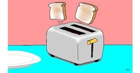 Drawing of Toaster by flowerpot