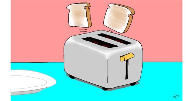 Drawing of Toaster by flowerpot