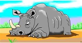 Drawing of Rhino by Swimmer 