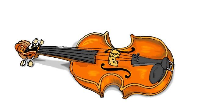 Drawing of Violin by flowerpot