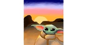 Drawing of Baby Yoda by Lovecatx