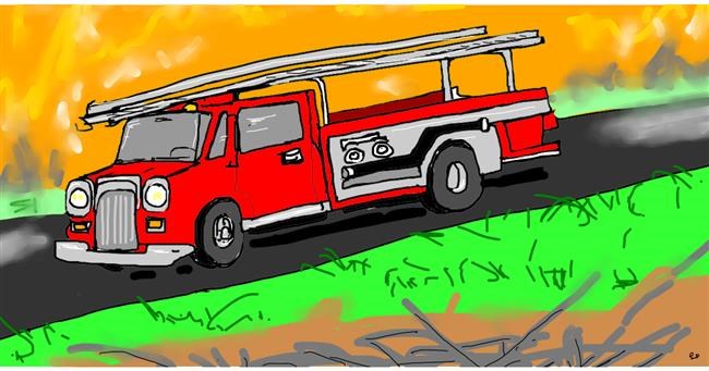 Drawing of Firetruck by Swimmer 